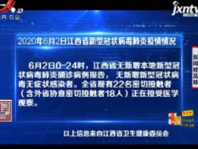 2020年6月2日江西省新型冠状病毒肺炎疫情情况
