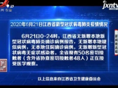 2020年6月21日江西省新型冠状病毒肺炎疫情情况