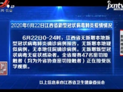 2020年6月22日江西省新型冠状病毒肺炎疫情情况