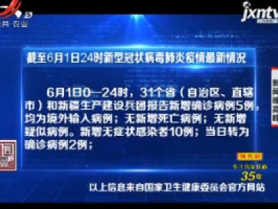 截至6月1日24时新型冠状病毒肺炎疫情最新情况