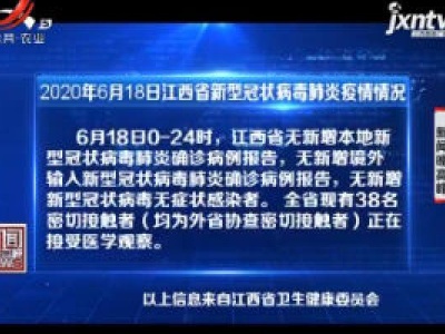 2020年6月18日江西省新型冠状病毒肺炎疫情情况