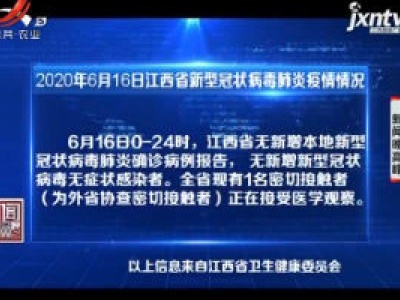 2020年6月16日江西省新型冠状病毒肺炎疫情情况