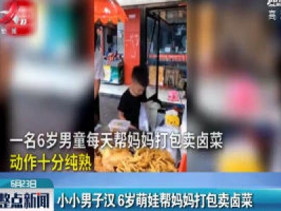 广东：小小男子汉 6岁萌娃帮妈妈打包卖卤菜