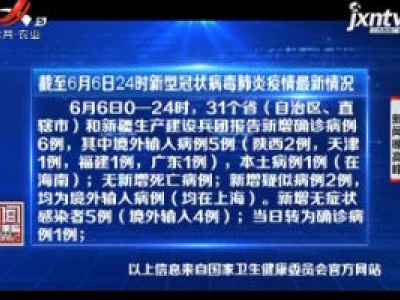 截至6月6日24时新型冠状病毒肺炎疫情量新情况
