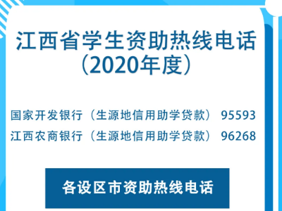 江西省公布2020年学生资助热线电话  