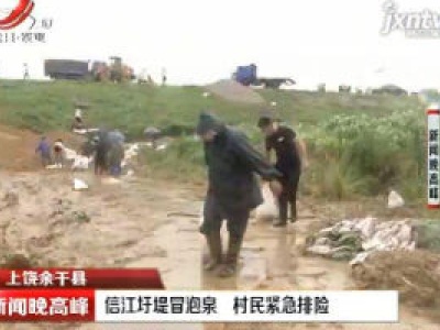 上饶余干县：信江圩堤冒泡泉 村民紧急排险