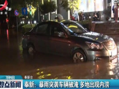 奉新：暴雨突袭车辆被淹 多地出现内涝