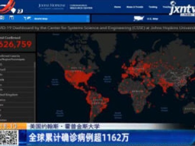 美国约翰斯·霍普金斯大学：全球累计确诊病例超1162万