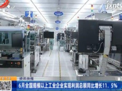6月全国规模以上工业企业实现利润总额同比增长11.5%