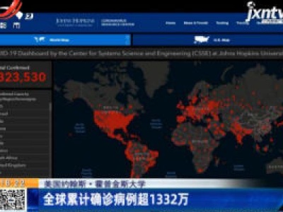 美国约翰斯·霍普金斯大学：全球累计确诊病例超1332万