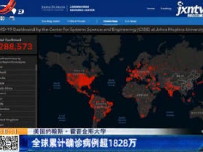 美国约翰斯·霍普金斯大学：全球累计确诊病例超1828万
