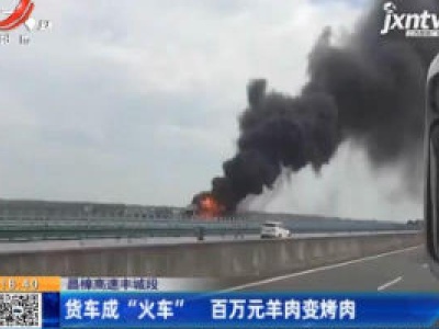 昌樟高速丰城段：货车成“火车” 百万元羊肉变烤肉