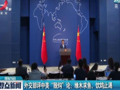 外交部评中美“脱钩”论：缘木求鱼、饮鸩止渴