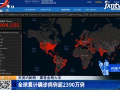 美国约翰斯·霍普金斯大学：全球累计确诊病例超2390万