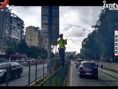 贵阳：光缆掉落阻断交通 交警烈日下托举四十分钟