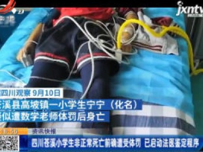 四川苍溪小学生非正常死亡前确遭受体罚 已启动法医鉴定程序