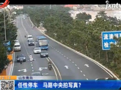 山东青岛：任性停车 马路中央拍写真？