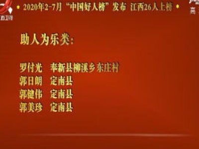 2020年2-7月“中国好人榜”发布 江西26人上榜