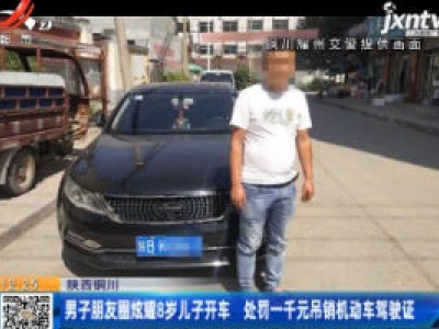 陕西铜川：男子朋友圈炫耀8岁儿子开车 处罚一千元吊销机动车驾驶证