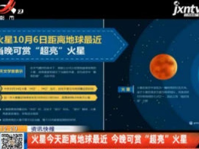 火星10月6日距离地球最近 10月6日晚可赏“超亮”火星