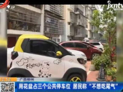 广西柳州：用花盆占三个公共停车位 居民称“不想吃尾气”