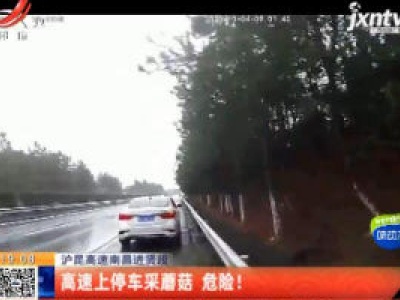 沪昆高速南昌进贤段：高速上停车采蘑菇 危险！