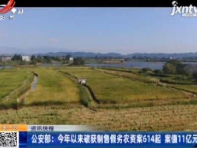 公安部：2020年以来破获制售假劣农资案614起 案值11亿元