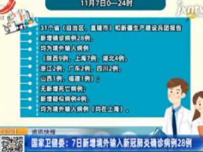 国家卫健委：7日新增境外输入新冠肺炎确诊病例28例