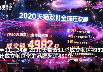 2020年天猫双11成交额达到4982亿！