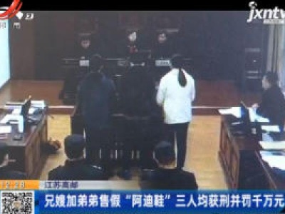 江苏高邮：兄嫂加弟弟售假“阿迪鞋”三人均获刑并罚千万元