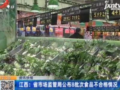 江西：省市场监管局公布8批次食品不合格情况