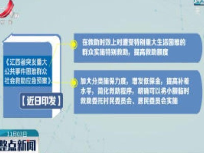 《江西省突发重大公共事件困难群众社会救助应急预案》印发    