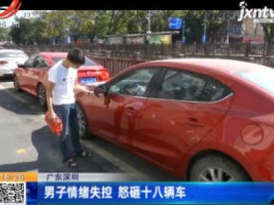 广东深圳：男子情绪失控 怒砸十八辆车