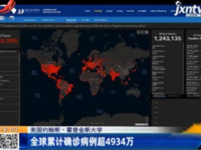 美国约翰斯·霍普金斯大学：全球累计确诊病例超4934万