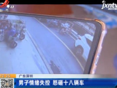 广东深圳：男子情绪失控 怒砸十八辆车