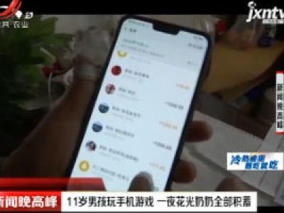 江苏南通：11岁男孩玩手机游戏 一夜花光奶奶全部积蓄