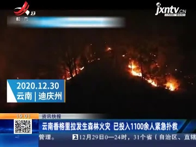 云南香格里拉发生森林火灾 已投入1100余人紧急扑救