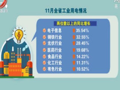 11月全省工业用电同比增长近两成