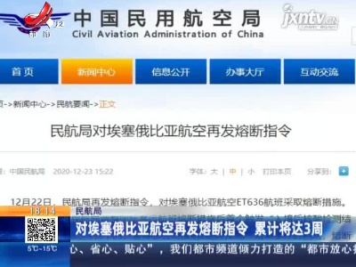 民航局：对埃塞俄比亚航空再发熔断指令 累计将达3周
