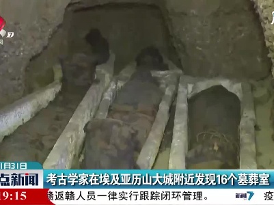 考古学家在埃及亚历山大城附近发现16个墓葬室