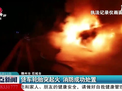 赣州：货车轮胎突起火 消防成功处置