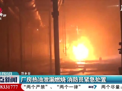 萍乡：厂房热油泄漏燃烧 消防员紧急处置