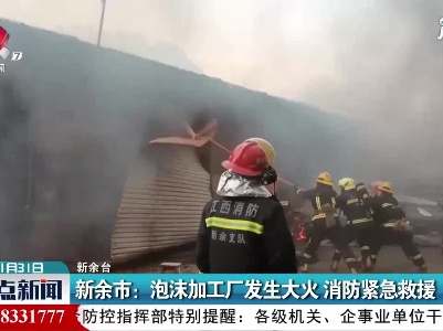 新余：泡沫加工厂发生大火  消防紧急救援