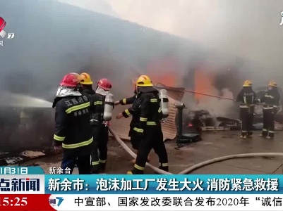 新余市：泡沫加工厂发生大火 消防紧急救援