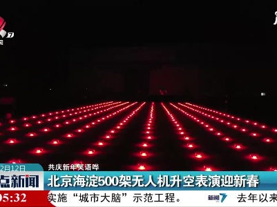 【共庆新年笑语哗】北京海淀500架无人机升空表演迎新春