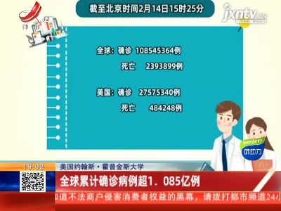 【美国约翰斯·霍普金斯大学】全球累计确诊病例超1.085亿例