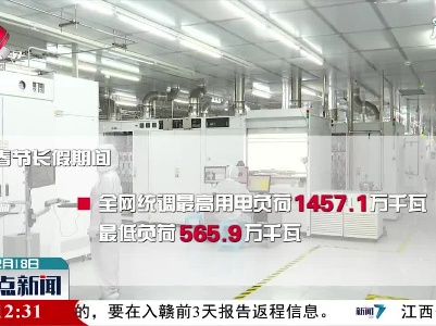 春节长假期间江西电网运行平稳