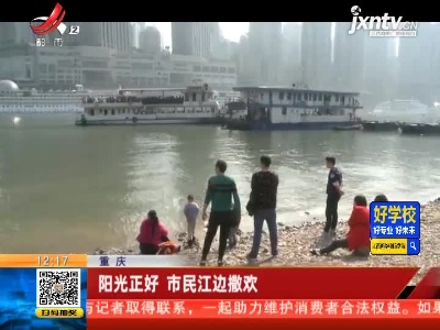 重庆：阳光正好 市民江边撒欢