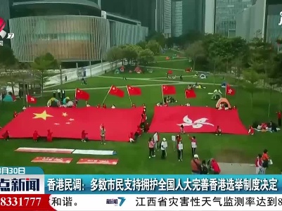 香港民调：多数市民支持拥护全国人大完善香港选举制度决定
