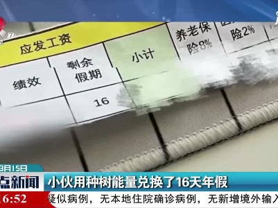 陕西西安：小伙用种树能量兑换了16天年假